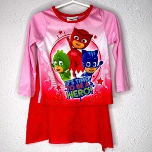 PJ Masks, NWOT, owlette pj top with detachable cape, girl's size 2T in red/pink